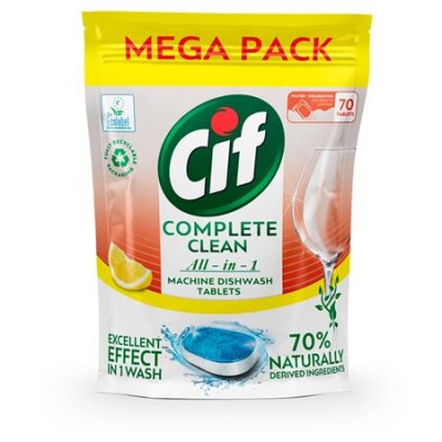 Mosogatógéptabletta, 70 db, CIF "Complete Clean All-in-One", citrom