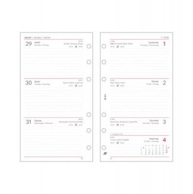 Kalendárium betét, tervező, heti, "M", SATURNUS, fehér 2026