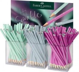 Grafitceruza display, B, háromszögletű, FABER-CASTELL "Sparkle Aurora", vegyes színek